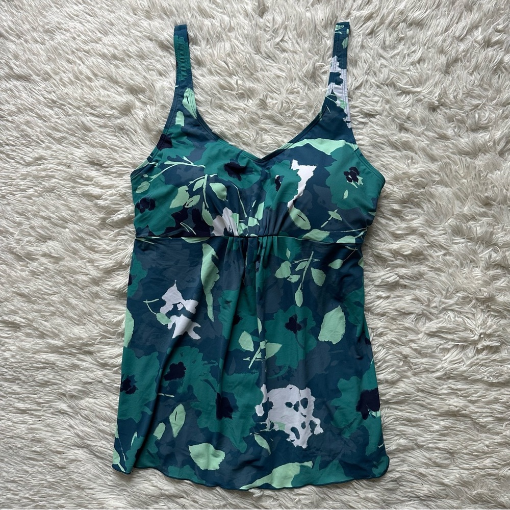 LL Bean Swimwear Tankini Top Shaping Soft Drape UPF 50+ New With Tags Size 16